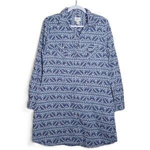 Levi's Aztec Blue Mini Shirt Dress M Long Sleeves